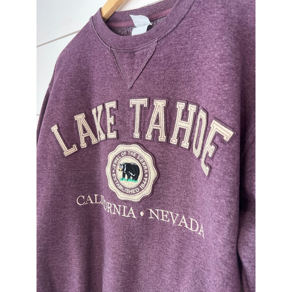 Lake Tahoe Retro Gorpcore Sweatshirt Purple Heather Medium oversized - Picture 3 of 7